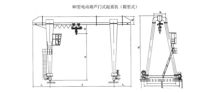 20吨MH型包厢式单梁门式樱桃视频色版机结构图
