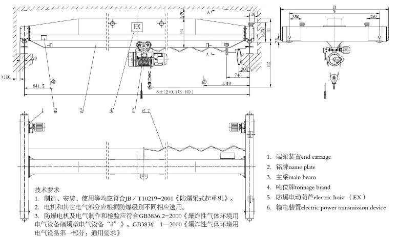 防爆型电动式单梁樱桃视频色版机图纸